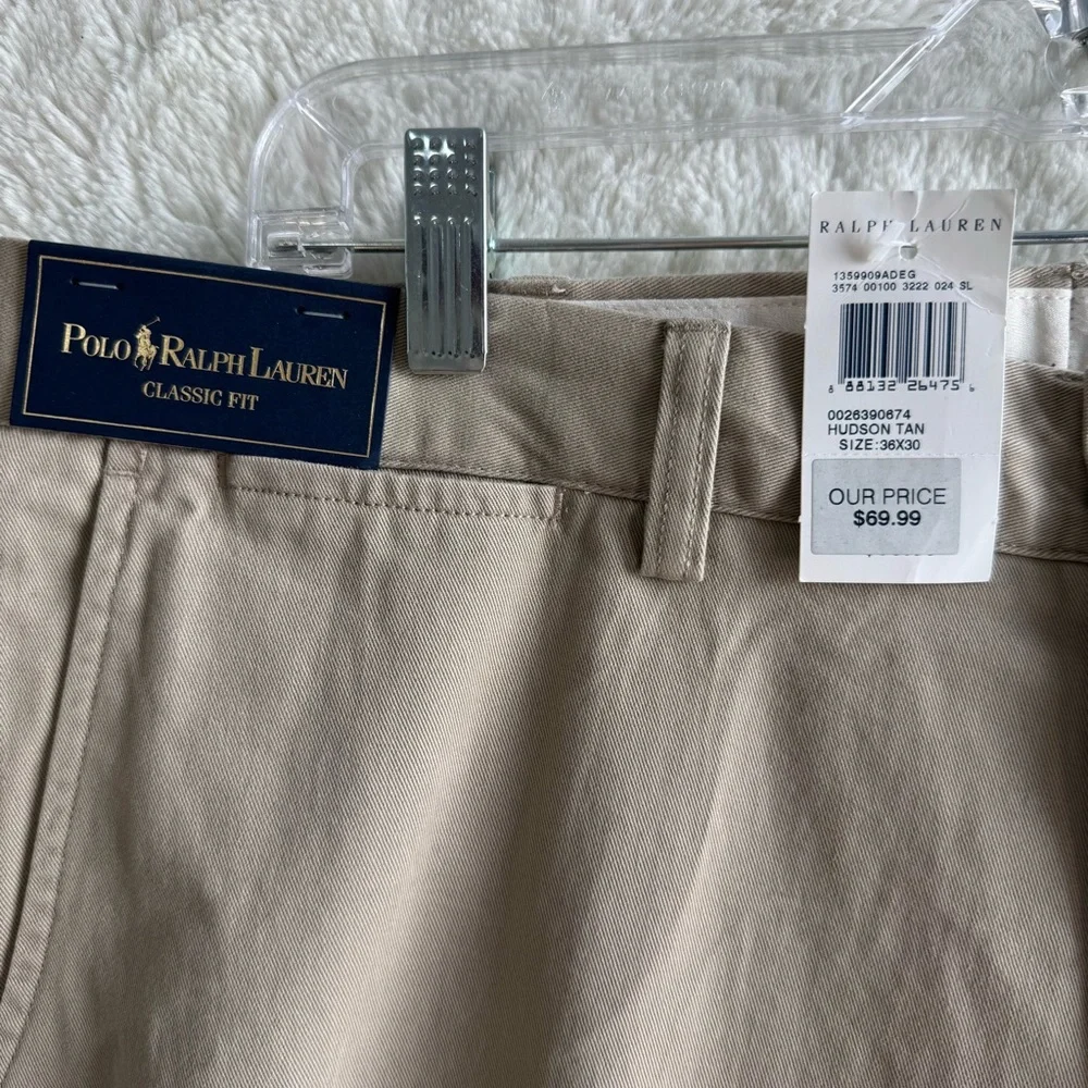 Polo Ralph Lauren Chino Pants‎ Men’s 36x30 Hudson Tan Classic Fit Cotton NEW
